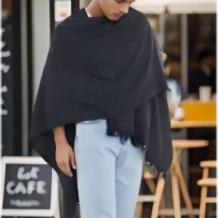 Western Cowboy Wool Style Grey Poncho