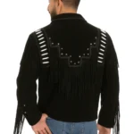 Liberty Wear Bone Fringed Suede Leather Jacket