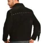 Western Style Black Suede Fringe Jacket - Image 3