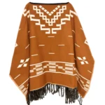 Western Style Wool Orange Cowboy Poncho