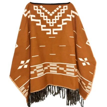 Western Style Wool Orange Cowboy Poncho