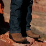 leather brown cowboy boots
