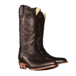 Real Leather Style Dark Brown Cowboy Boots