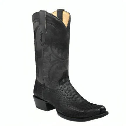 black leather cowboy boots