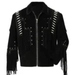 Liberty Wear Bone Fringed Suede Leather Jacket