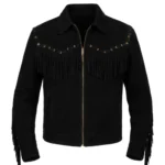 black suede fringe jacket