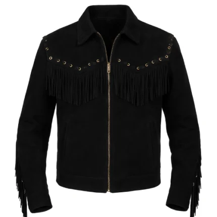 black suede fringe jacket