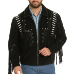 Liberty Wear Bone Fringed Suede Leather Jacket