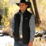 Classic Western Wool Style Black Cowboy Vest