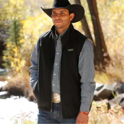 Classic Western Wool Style Black Cowboy Vest