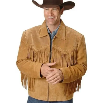 Western Suede Style Cowboy Brown Leather Jacket