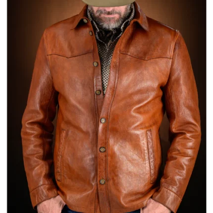 brown leather jacket