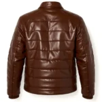 Brown Leather Puffer Jacket