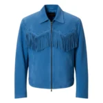 Blue Suede Fringe Jacket