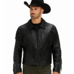 Black Leather Fringe Jacket