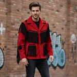 red jacket with fringe