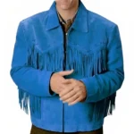 Blue Suede Fringe Jacket