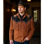 Two Tone Leather Fringe Jacket