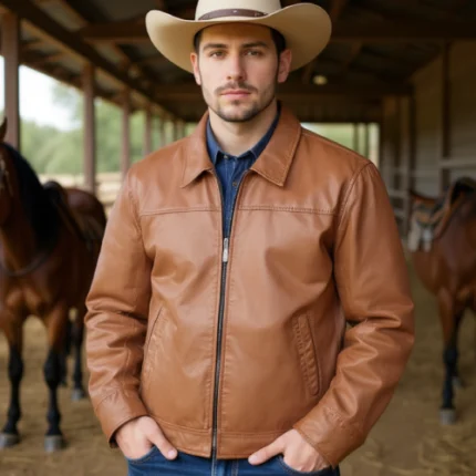 brown zipper jacket