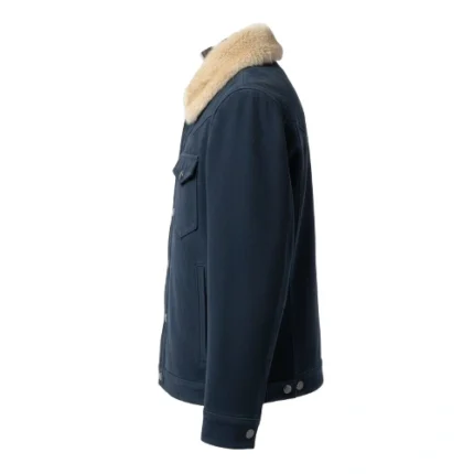 Cowboy Blue Denim Fur Collar Jacket