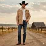 Cowboy Suede Leather Beige Rodeo Style Jacket