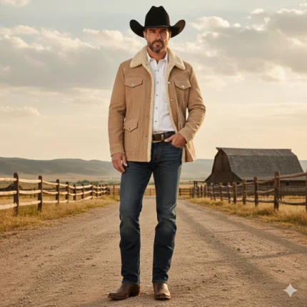 Cowboy Suede Leather Beige Rodeo Style Jacket