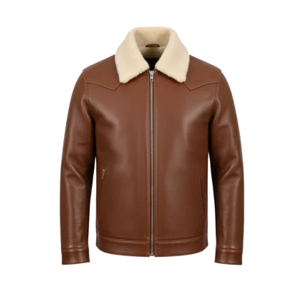 Cowboy Style Brown Leather Fur Jacket