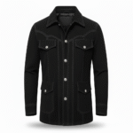 Rodeo Style Cowboy Black Suede Leather Jacket