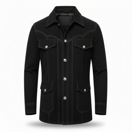Rodeo Style Cowboy Black Suede Leather Jacket