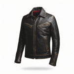 Rodeo Style Cowboy Distressed Black Leather Jacket