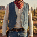 Western Style Cowboy Blue Denim Vest