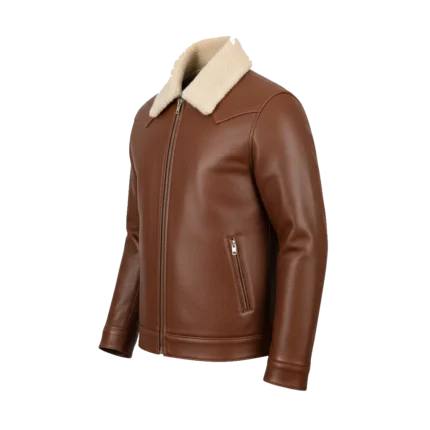 Cowboy Style Brown Leather Fur Jacket
