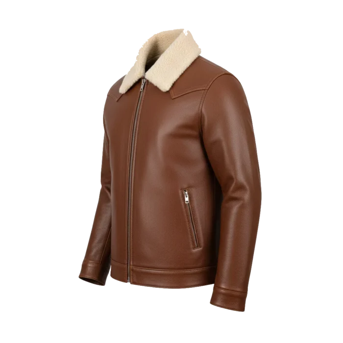 Cowboy Style Brown Leather Fur Jacket