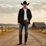 Rodeo Style Cowboy Black Suede Leather Jacket