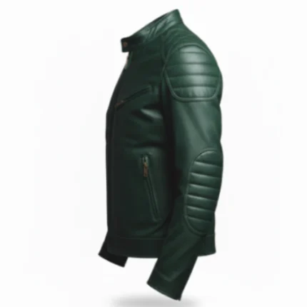 Western Style Cowboy Green Leather Jacket