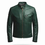Western Style Cowboy Green Leather Jacket