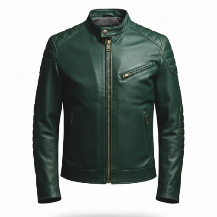 Western Style Cowboy Green Leather Jacket