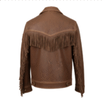 Handcrafted Brown Leather Western Fringe Jacket