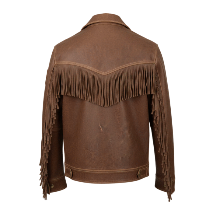 Handcrafted Brown Leather Western Fringe Jacket