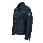 Handmade Western Denim Blue Fringe Jacket