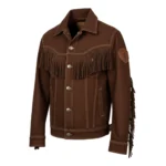 Western Denim Dark Brown Fringe Jacket​