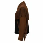 Cowboy Black & Brown Suede Leather Fringe Jacket