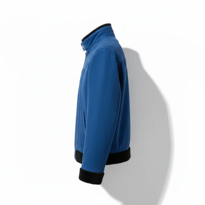 Cowboy Style Blue Suede Leather Jacket