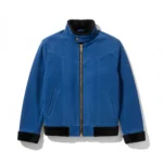 Cowboy Style Blue Suede Leather Jacket