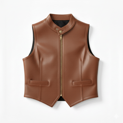 Western Style Cowboy Brown Leather Vest