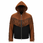 Cowboy Brown Hooded Suede Fringe Jacket