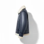 Rodeo Style Cowboy Shearling Blue Leather Jacket