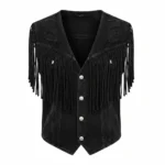 Cowboy Denim Black Fringe Vest