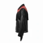 Cowboy Red & Black Leather Fringe Jacket