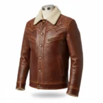 cowboy brown embroidered leather jacket